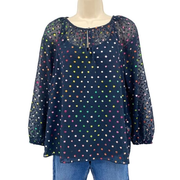 J. crew sheer Polka Dot Top Size XS - Picture 2 of 6